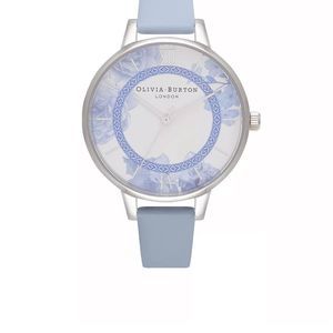 NWT OLIVIA BURTON
Women's Tea Party Navy Leather Strap Watch 34mm